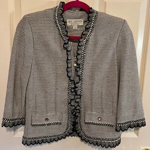 St. John Black and White Textured Blazer